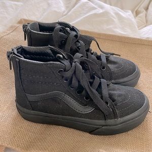 Black Vans kids high top shoes
